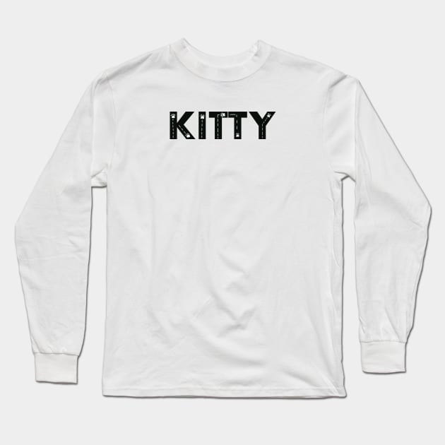 Kitty cat name made of hand drawn paw prints Long Sleeve T-Shirt by GULSENGUNEL